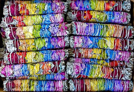 7 Chakra White Sage with 7 Color Rose Petals 9"L (Large) (Pack of 50) - Gifts Import