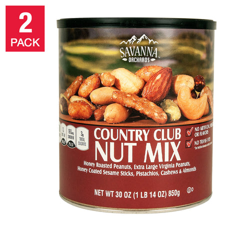 Savanna Orchards Country Club Nut Mix can with a white background