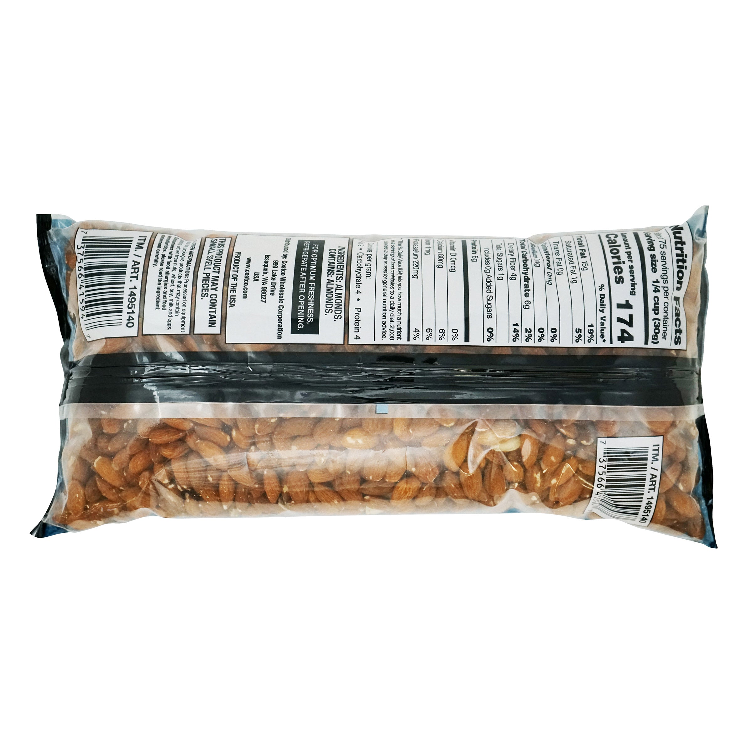 Packaged snack with a clear window showing contents on a white background