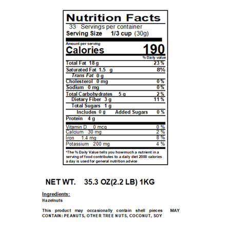 Nutrition facts label for a food product on a white background