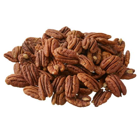Pile of pecans on a white background