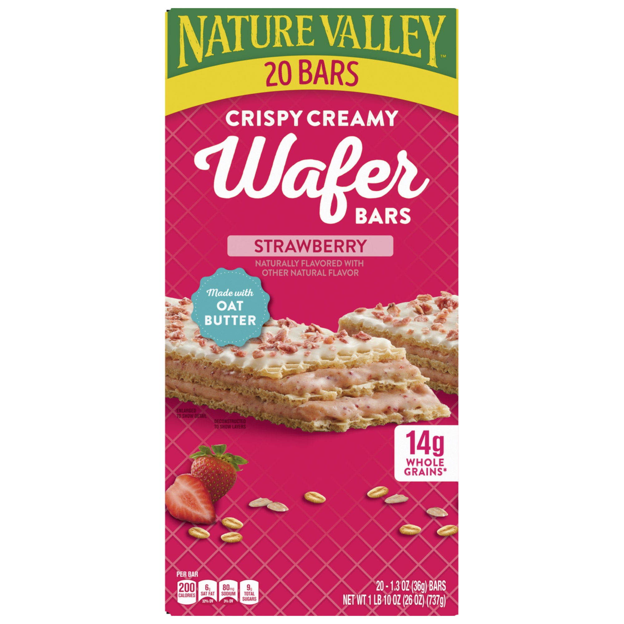 Nature Valley Crispy Creamy Wafer Bars, Strawberry, 1.3 Oz, 20-Count