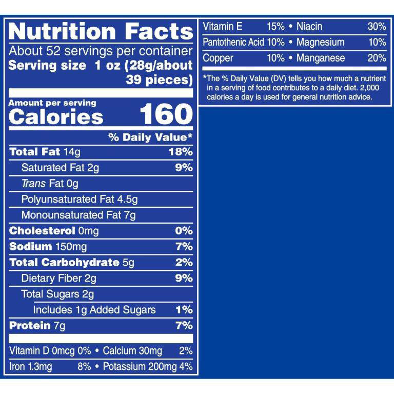 Nutrition facts label for a food product on a blue background