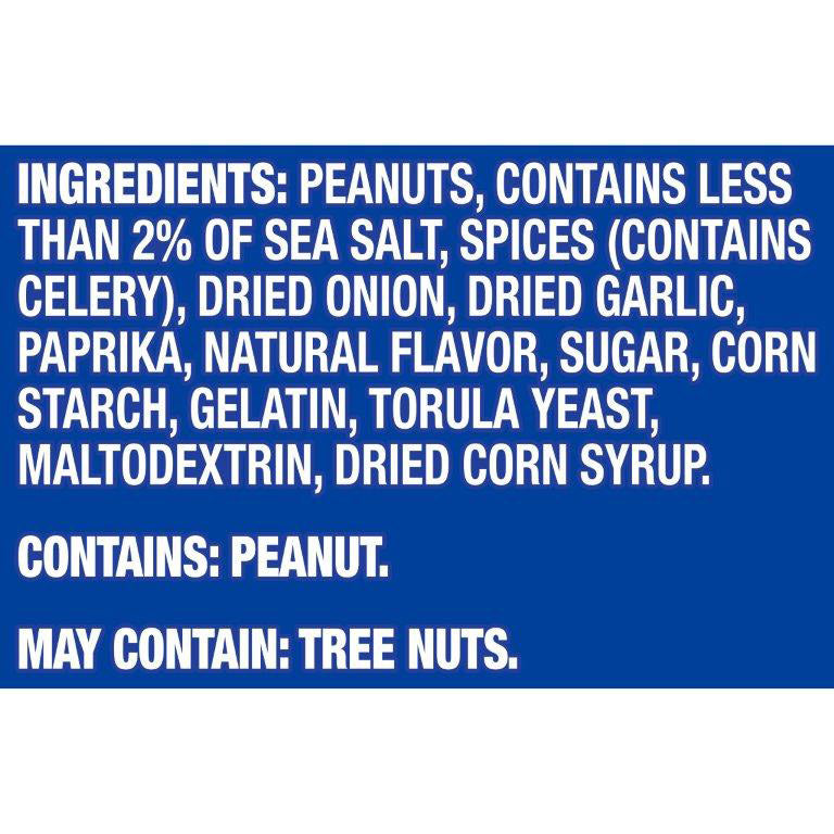 Ingredients list with blue background and white text