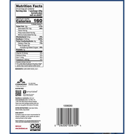 Nutrition facts label and barcode on a product packaging