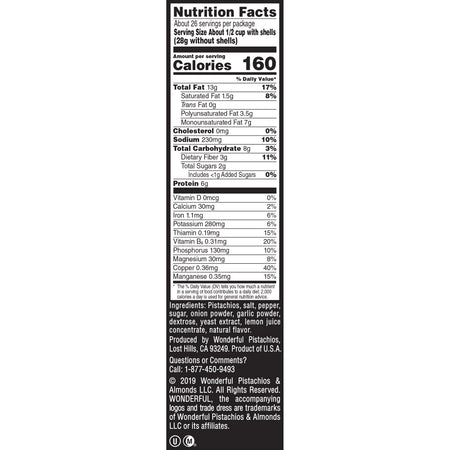 Nutrition facts label on a white background
