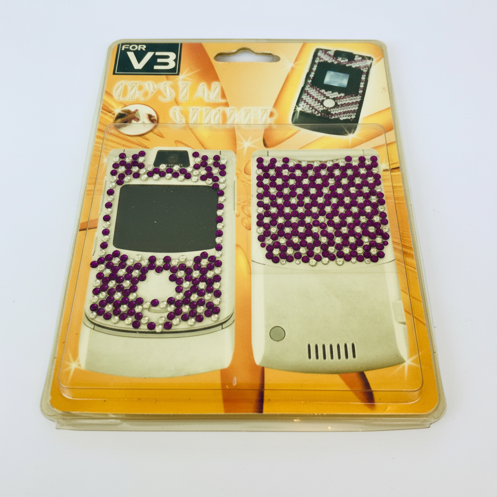 Close-up of diamond rhinestone bling stickers for phones
