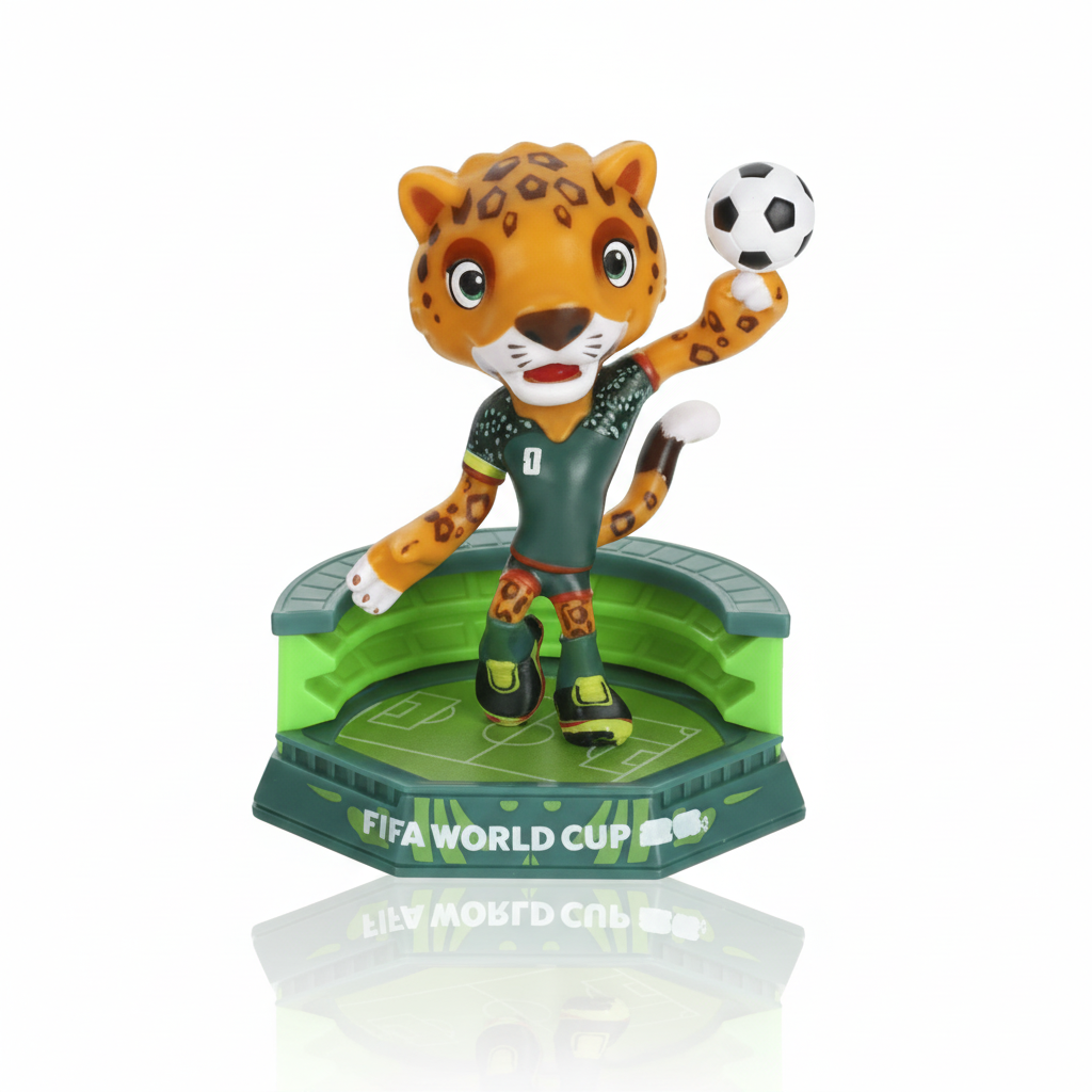 FIFA World Cup figurine of a leaping tiger in a green and black outfit on a transparent background