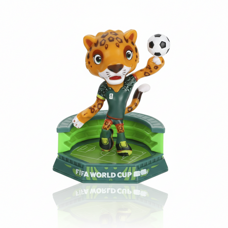 FIFA World Cup figurine of a leaping tiger in a green and black outfit on a transparent background