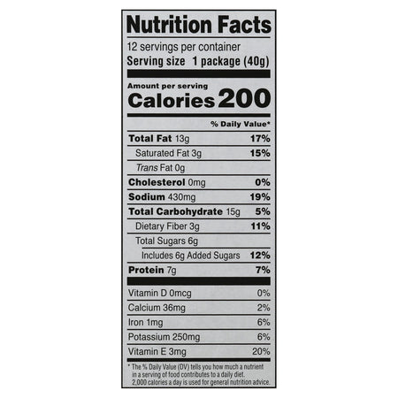 Nutrition facts label on a white background