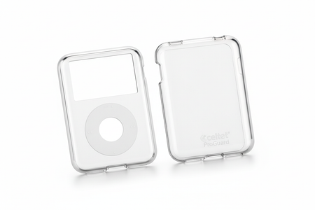 Close-up of Cellet ProGuard snap-on case showing front and back protection for iPod Nano