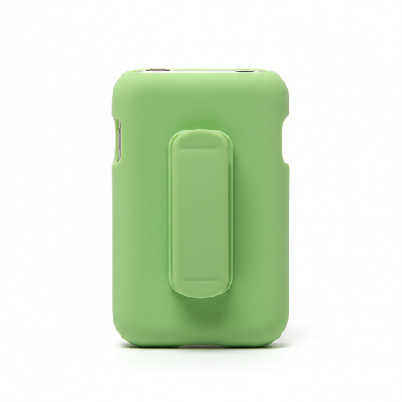 Light green silicone case for Apple iPod Nano with belt clip on white background