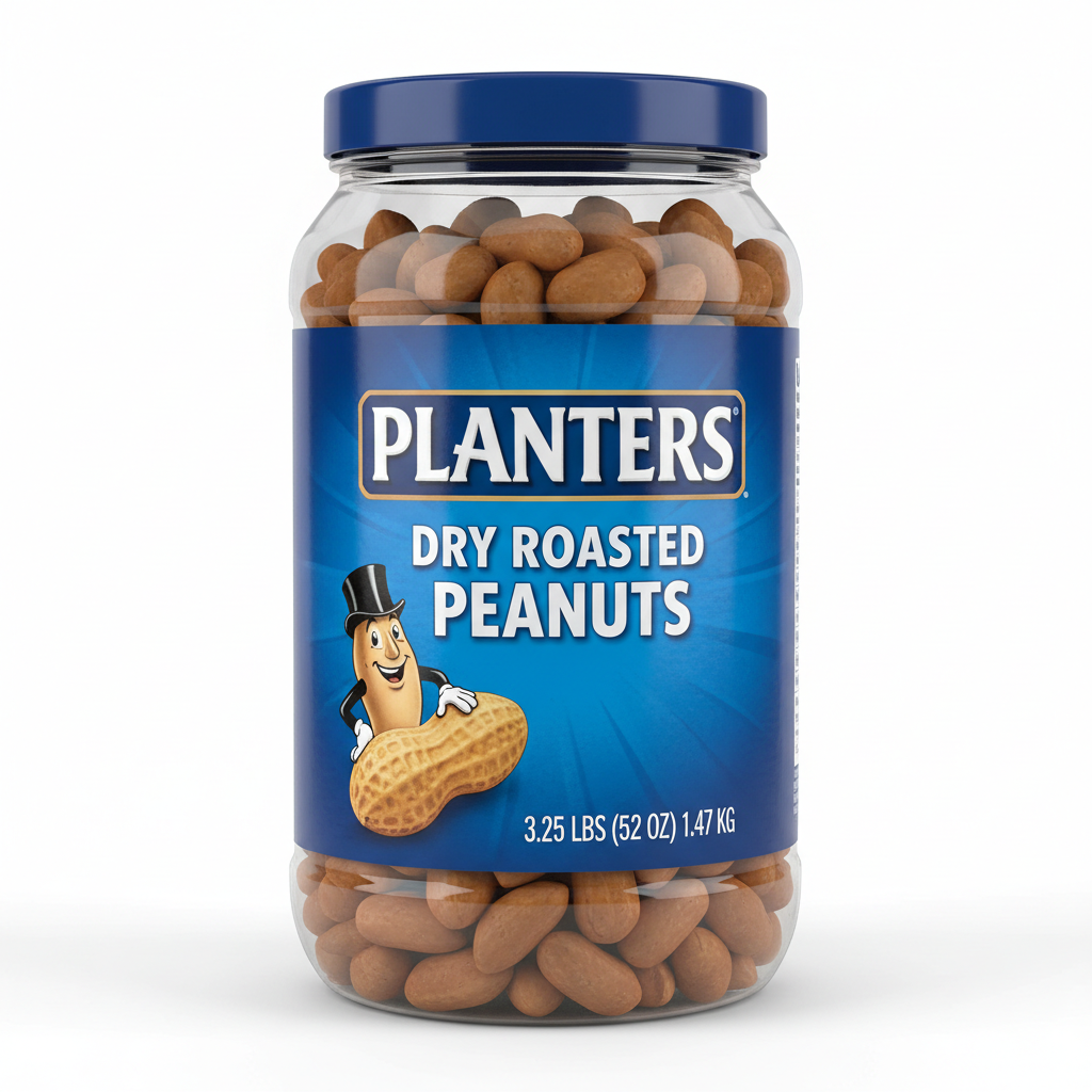 Planters Dry Roasted Peanuts 3.25 lbs container with Mr. Peanut logo