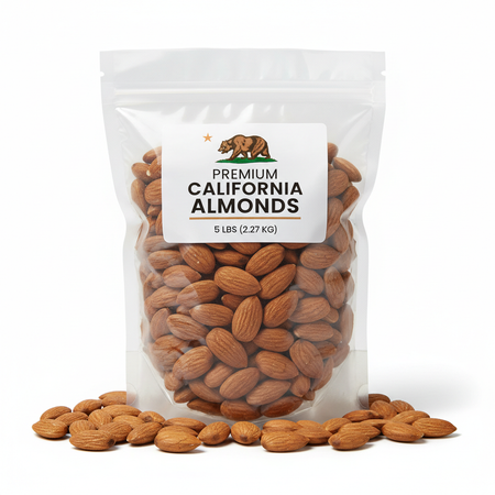 Raw whole almonds 5 lbs premium California almonds in resealable bag