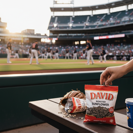 David sunflower seeds at baseball game sports stadium