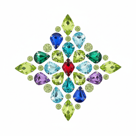 Light green multi-color crystal rhinestone phone stickers with sparkling gems on white background