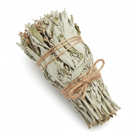 California white sage smudge stick bundle close-up showing natural texture and hand-tied details