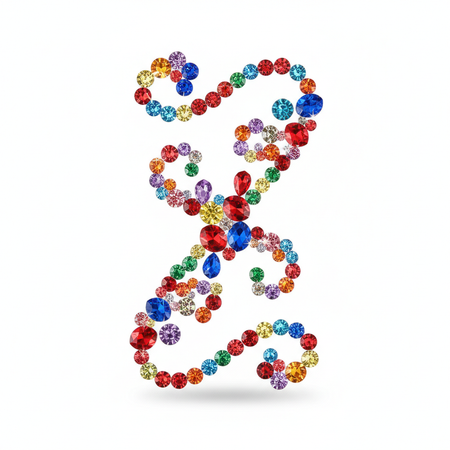 Red multi-color crystal rhinestone phone stickers with sparkling gems on white background