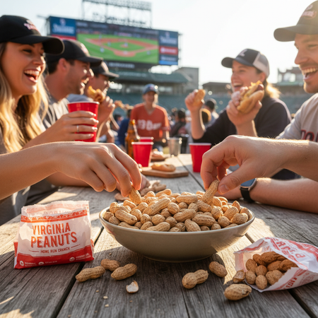 Virginia peanuts at baseball game party setting game day