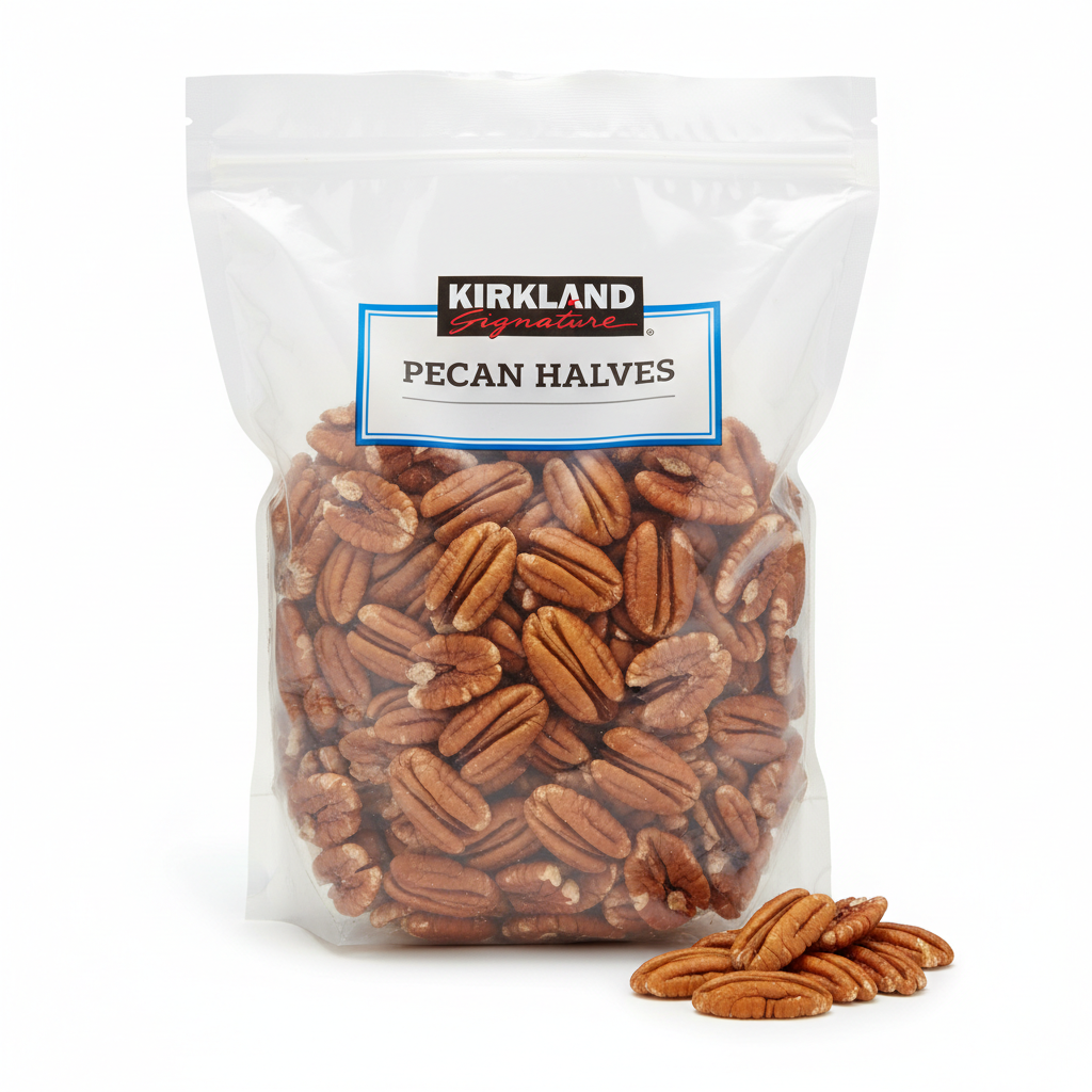 Kirkland Signature pecan halves 2 lbs premium raw pecans in resealable bag