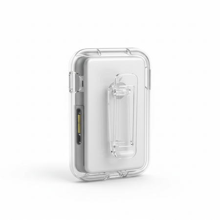 Clear transparent silicone case for Apple iPod Nano with belt clip on white background