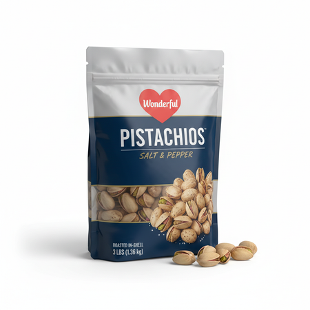 Wonderful Pistachios Salt and Pepper 3 lbs bag roasted in-shell California pistachios