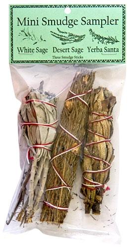 Mini Smudge Sampler 4"L (White Sage, Desert Sage, Yerba Santa) (Pack of 3) - Gifts Import