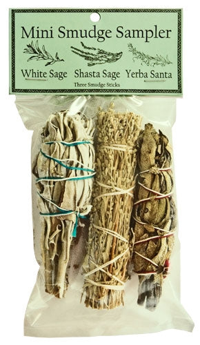 Mini Smudge Sampler 4"L (White Sage, Shasta Sage, Yerba Santa) (Pack of 3) - Gifts Import
