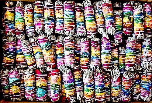 7 Chakra White Sage with 7 Color Rose Petals 4"L (Mini) (Pack of 25) - Gifts Import