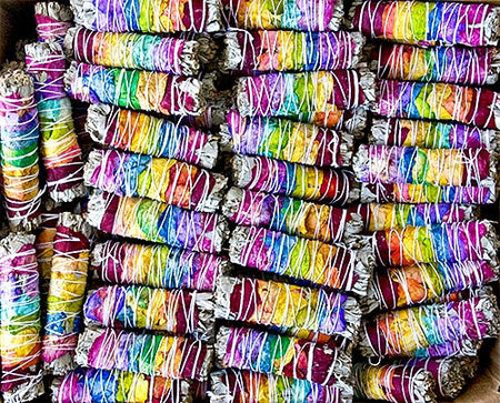 7 Chakra White Sage with 7 Color Rose Petals 5"L (Small) (Pack of 50) - Gifts Import
