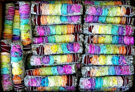 7 Chakra White Sage with 7 Color Rose Petals 7"L (Medium) (Pack of 25) - Gifts Import